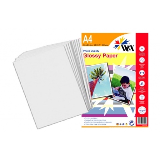 Papel wox glossy fotogrfico a4 180grs. X 20 uds. NNET