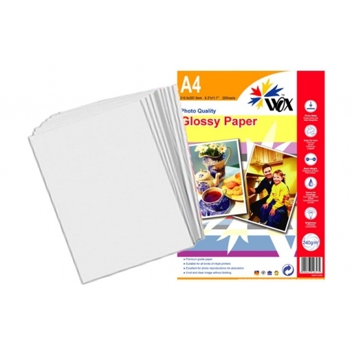 Papel wox glossy fotogrfico a4 240grs. X 20 uds. NNET