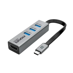 Hub Promate USB-C a 3 USB 3.0 + HDMI